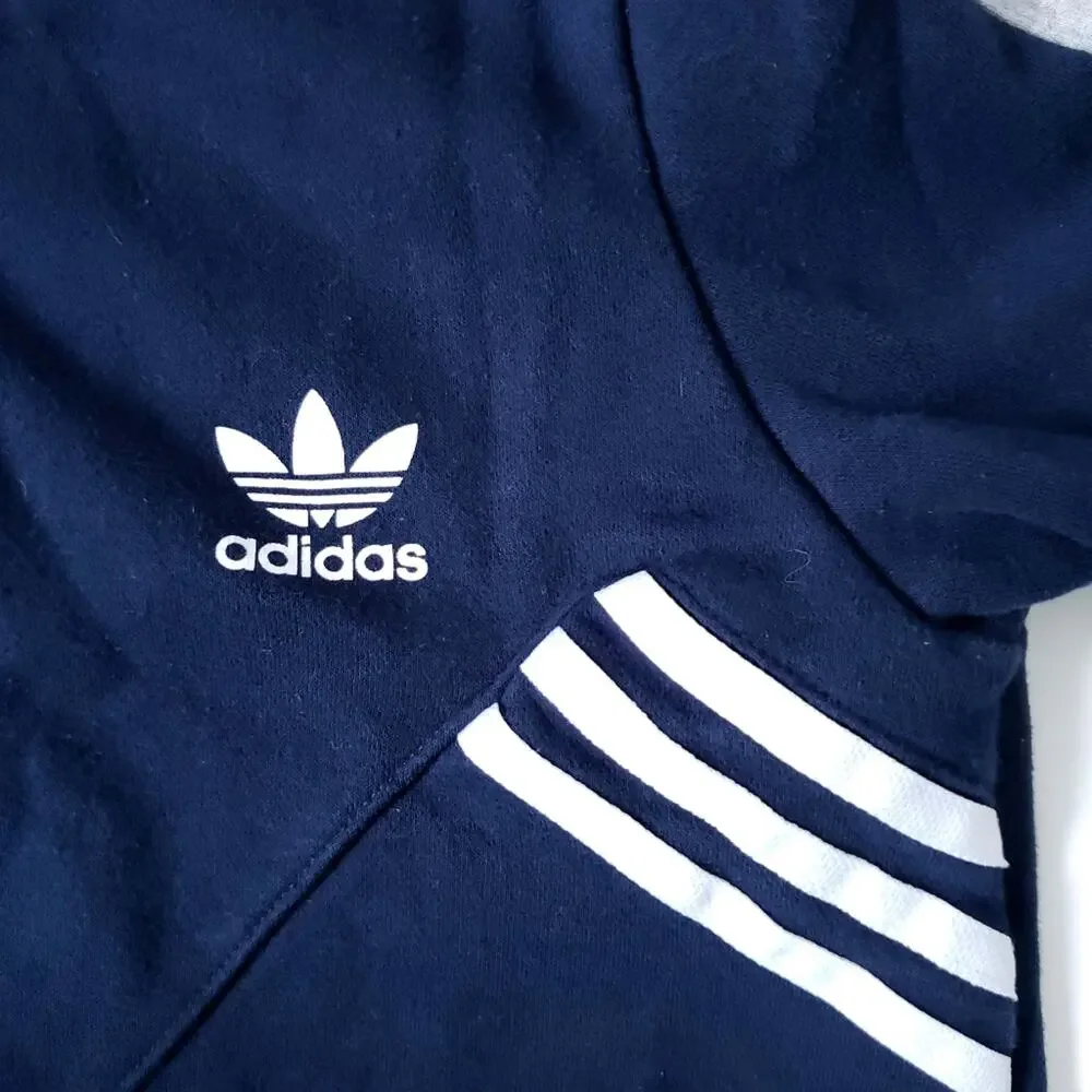 Adidas Navy White Three Stripe Zip Up Jacket Large